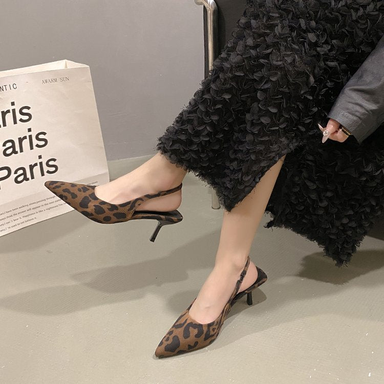 Kvinnors Slingback Pumpar Leopardmönster Syntetiskt Läder Blockklack 5