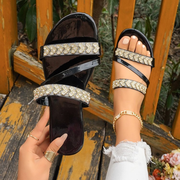 Glittrande Strass Sandaler Dam med Justerbara Remmar och Icke-Slip Fotbädd – Elegant och Bekväm Design 5