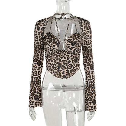 Variant image for Dam Blus Leopardmönster Långärmad Elastisk-1