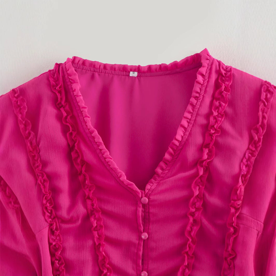 Damklänning V-ringad A-Linje Chiffon med Bälte-2