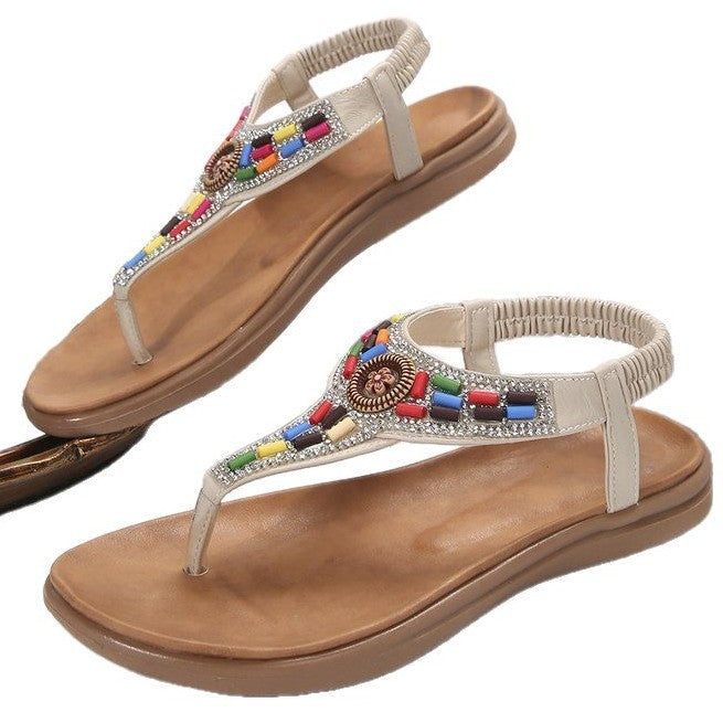 Dam Sandaler Tåavskiljare med Färgglada Detaljer och Vadderad Fotbädd-6