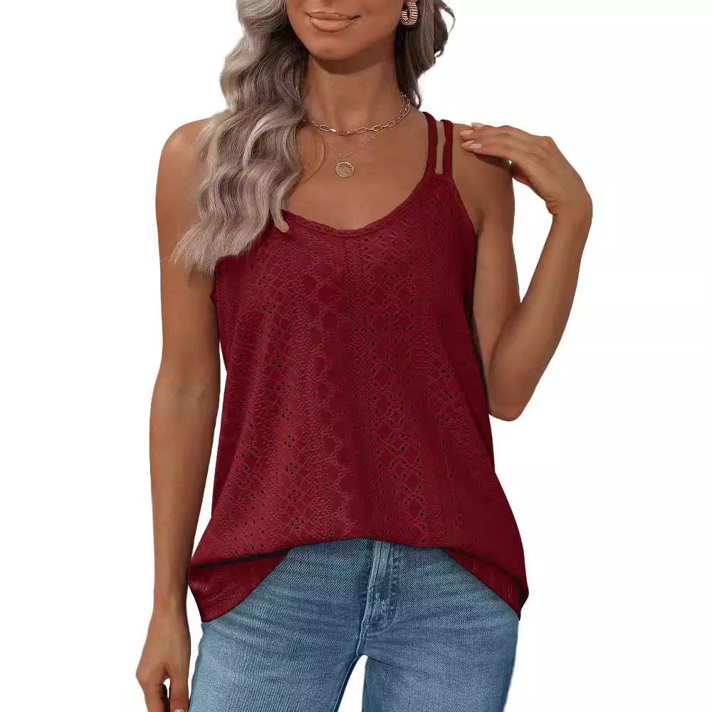 Dam Tank Top Ärmlös Rund Krage Polyester Lätt-3