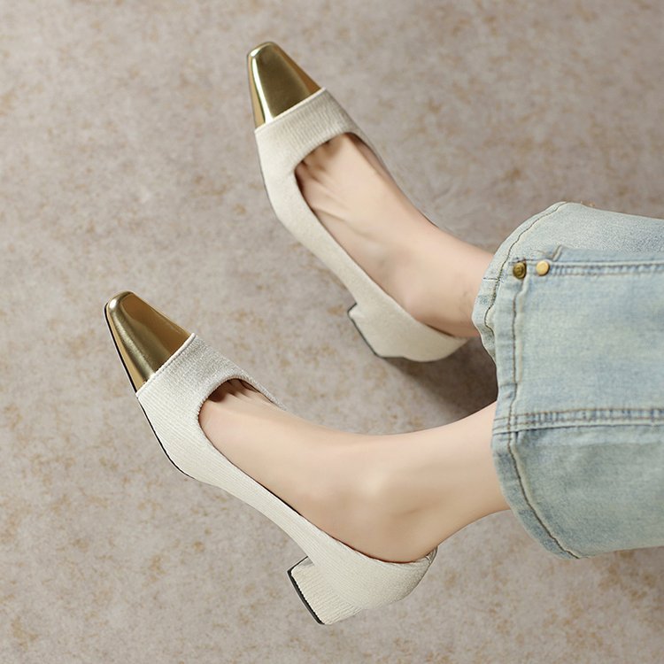 Kvinnor Slingback Pumpar Metallisk Detalj Andningsbart Material-1