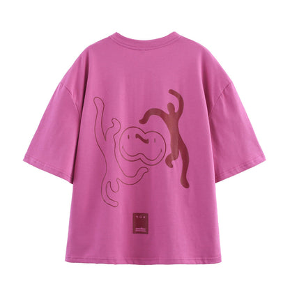 Dam T-shirt Avslappnad Snitt Mjuk Bomull-2