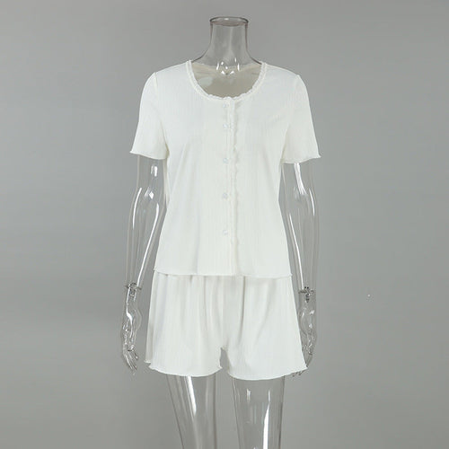 Dam Pyjamas Set Rundhalsad Polyester med Trekvartsärmar-1