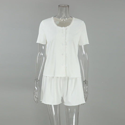 Dam Pyjamas Set Rundhalsad Polyester med Trekvartsärmar-1