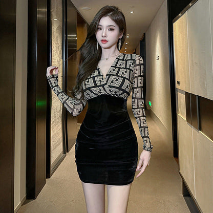 Variant image for Dam Klänning Bodycon Djup V-ringning Slim Fit Högkvalitativt Tyg-6