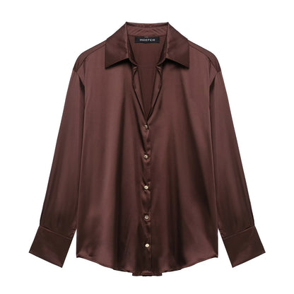 Variant image for Dam Skjorta Texturerad Satin Lång Ärme Polyester-1