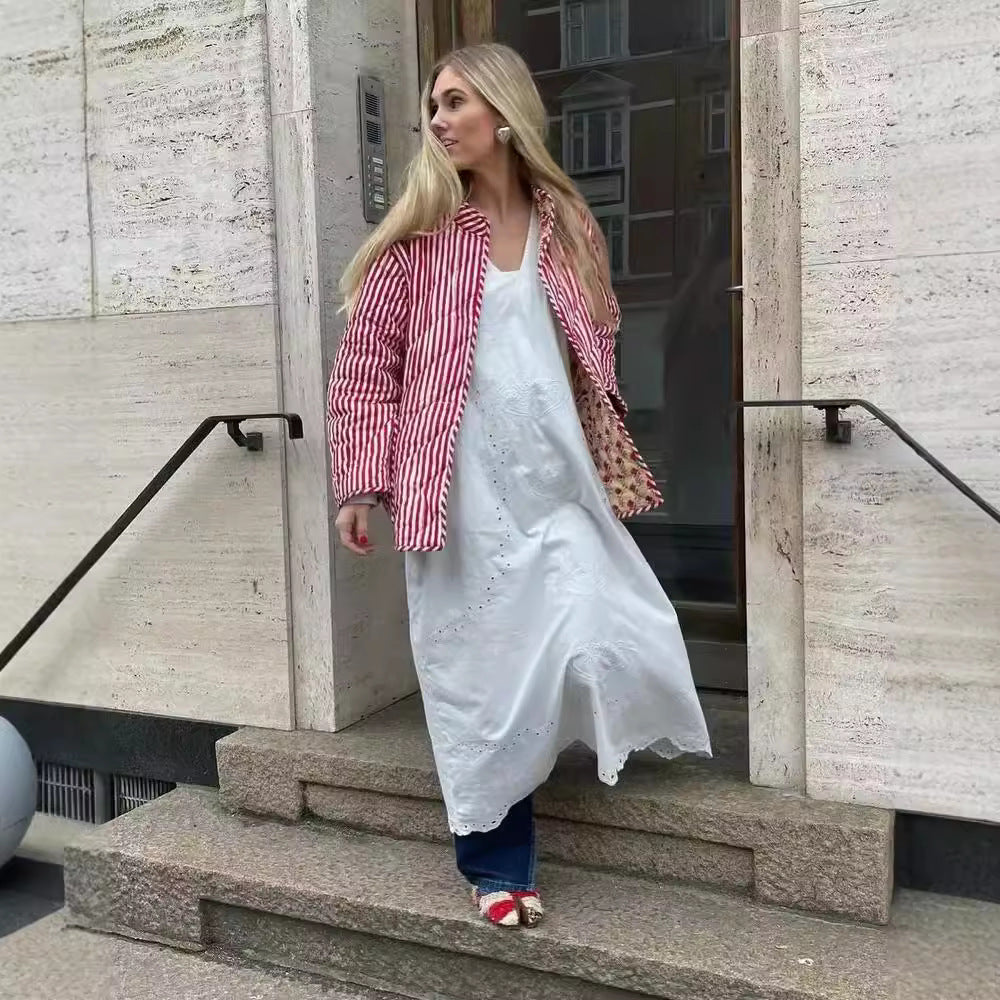 Kvinnor Blousonjacka Blommigt Tryck Andningsbar Material med Bindande Bälte 5