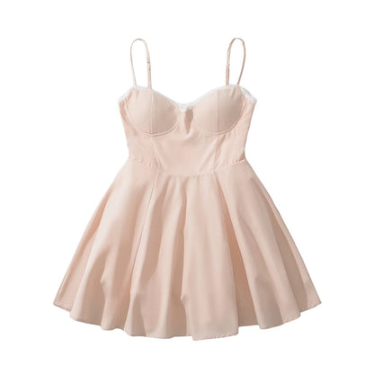 Kort Kvinna Klänning Spaghetti Band Polyester Sommarklänning-4