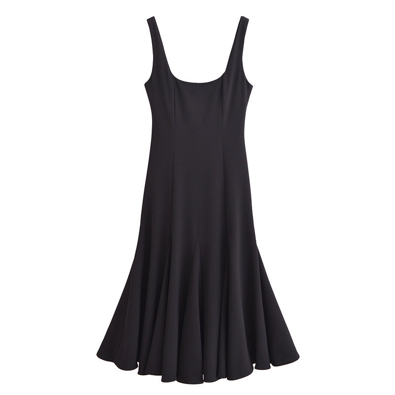 Damklänning Pennkjol Med Hängslen Polyester Ärmlös Chic Stil-2
