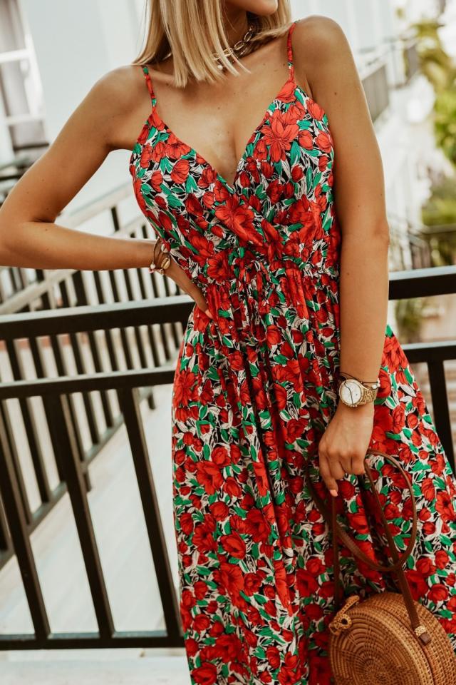 Variant image for Dam Maxiklänning Bohemisk V-Ringning Elastisk Polyester-26