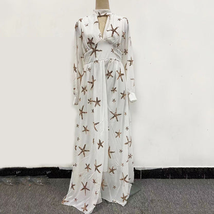 Variant image for Kvinnors Lång Klänning V-hals Chiffon-31