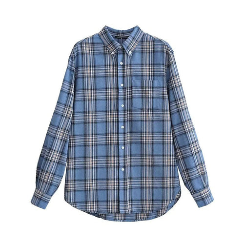 Mäns Flanellskjorta Casual Mjuk Bomull Rutmönstrad-1