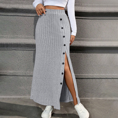 Kvinnors Lång Kjol Draperad Polyester Elegant Stil-2