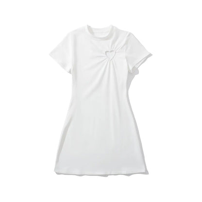 T Shirtklänning för Kvinnor med Hjärthalsring i Andningsbar Bomull – Löst Snitt, Perfekt för Sommarens Evenemang 5