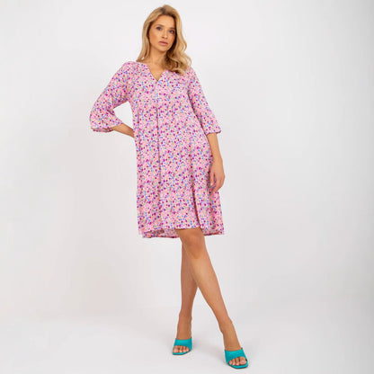 Kvinna A-Linje Klänning Korta Ärmar Polyester-5