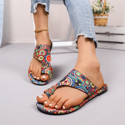 Dam Sandaler Blommigt Mönster Mjuk Innersula Hållbart Material-2
