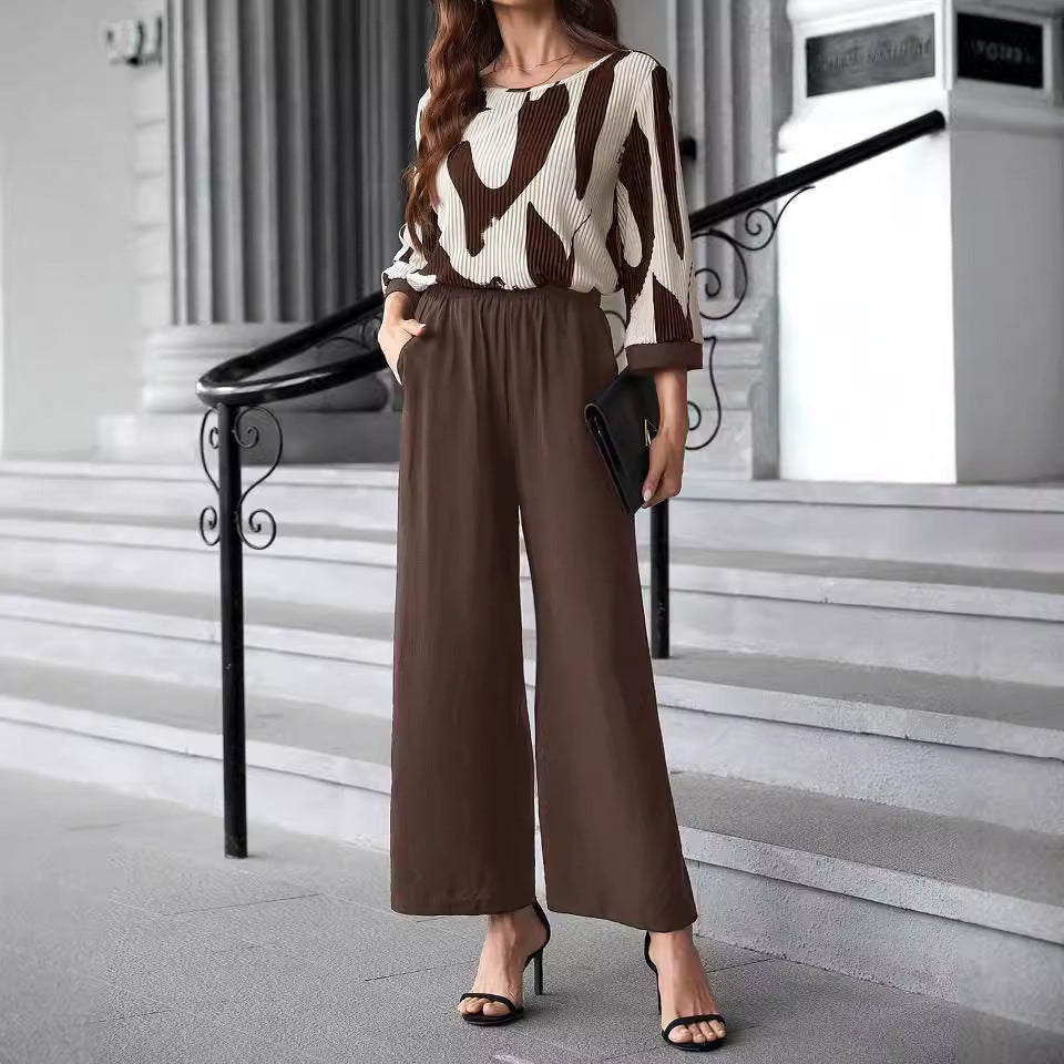 Snygga Byxor Dam Raka Ben Abstrakttryck Tautecord 1