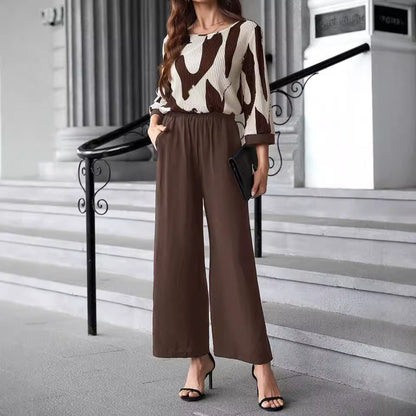 Snygga Byxor Dam Raka Ben Abstrakttryck Tautecord 1