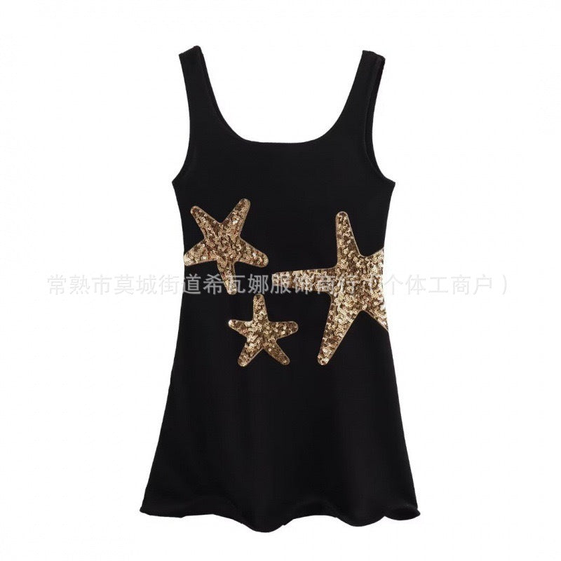 Variant image for Kvinnors Festtopp med Paljettmotiv i Andbar Bomullsblandning-1