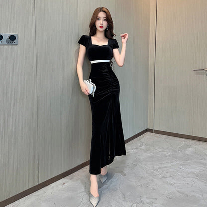 Variant image for Kvinnors Lång Aftonklänning Fyrkantig Halsringning Mjuk Polyester-9