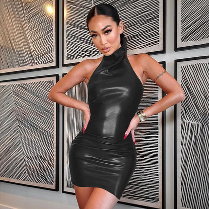 Damklänning Halshållare Monokrom Mini Polyester - Fina Dam Klänningar för Fest och Avslappnade Tillfällen-2