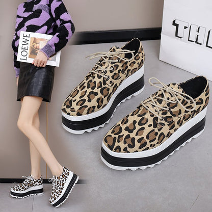 Kvinnors Platå Sneakers Leopardmönster Andningsbart Material-2
