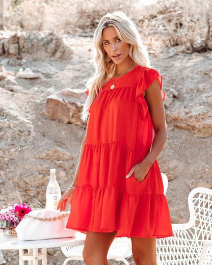 Variant image for Kvinnors Midi Klänning Löst Vikta A-Line Polyester-11