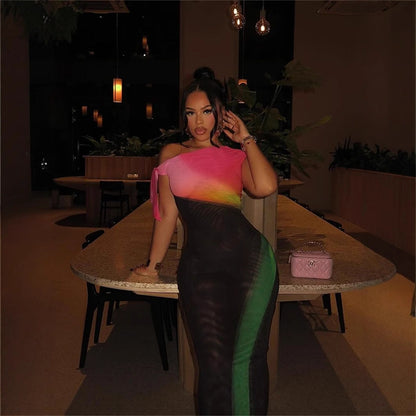 Damklänning Bodycon Asymmetrisk Hals Lång Polyester-4