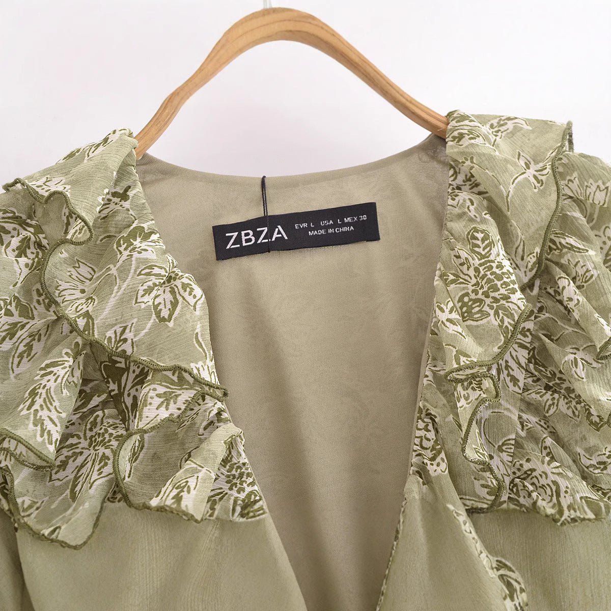 Fina Dam Klänningar Långärmad V-ringning Mönstrad Polyester-2