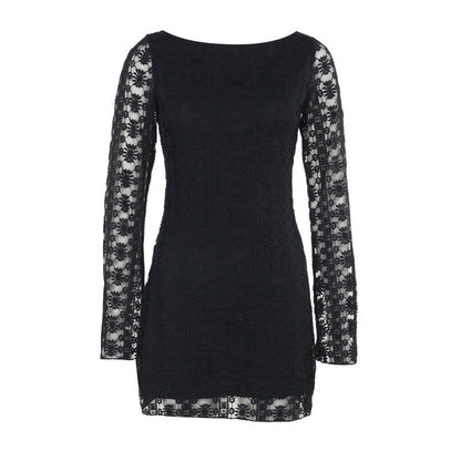 Kvinnors Toppklänning Lång Ärmar Cirkulär Halsringning Högkvalitativt Tyg 6