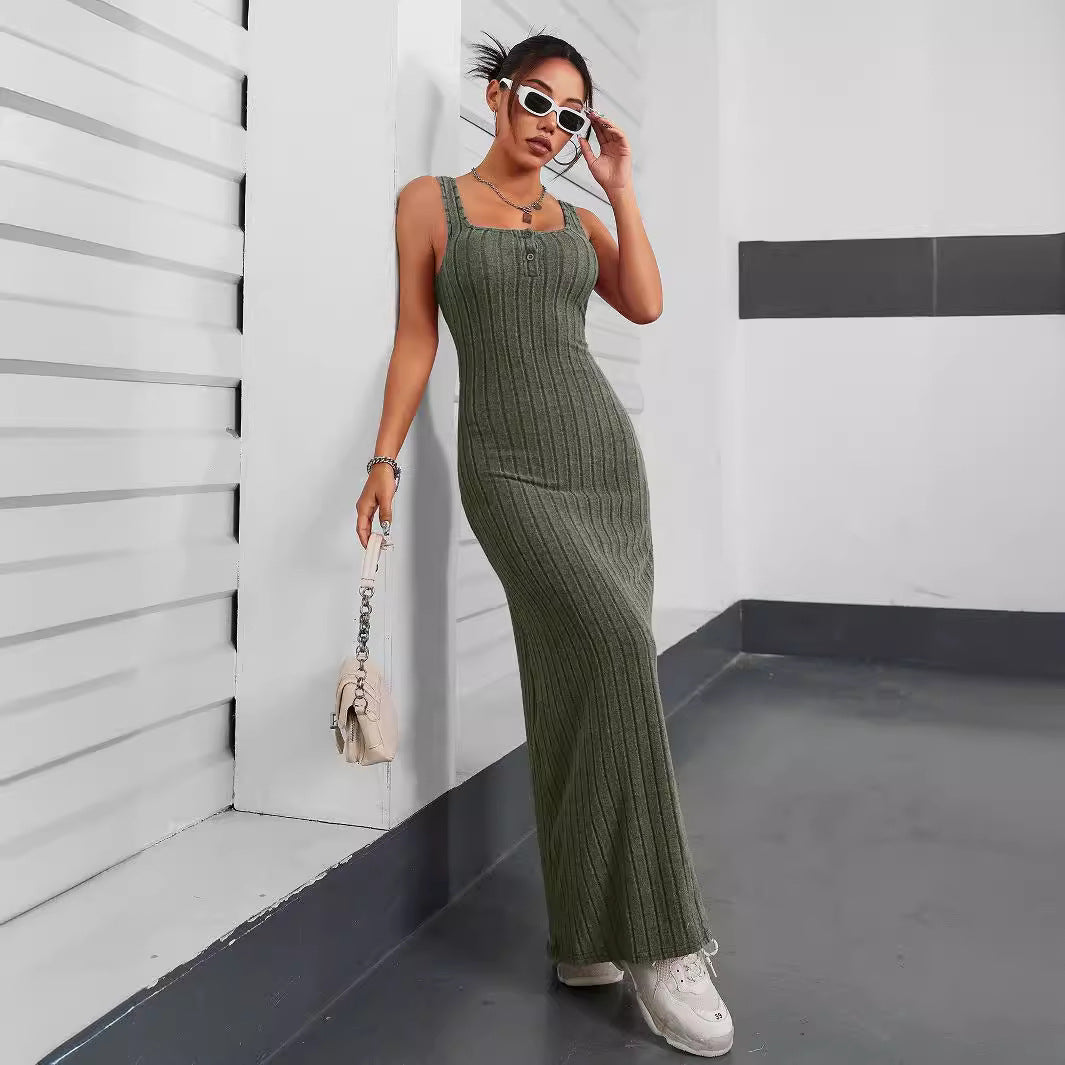 Dam Sommarklänning Ärmlös A-Line Polyester-3