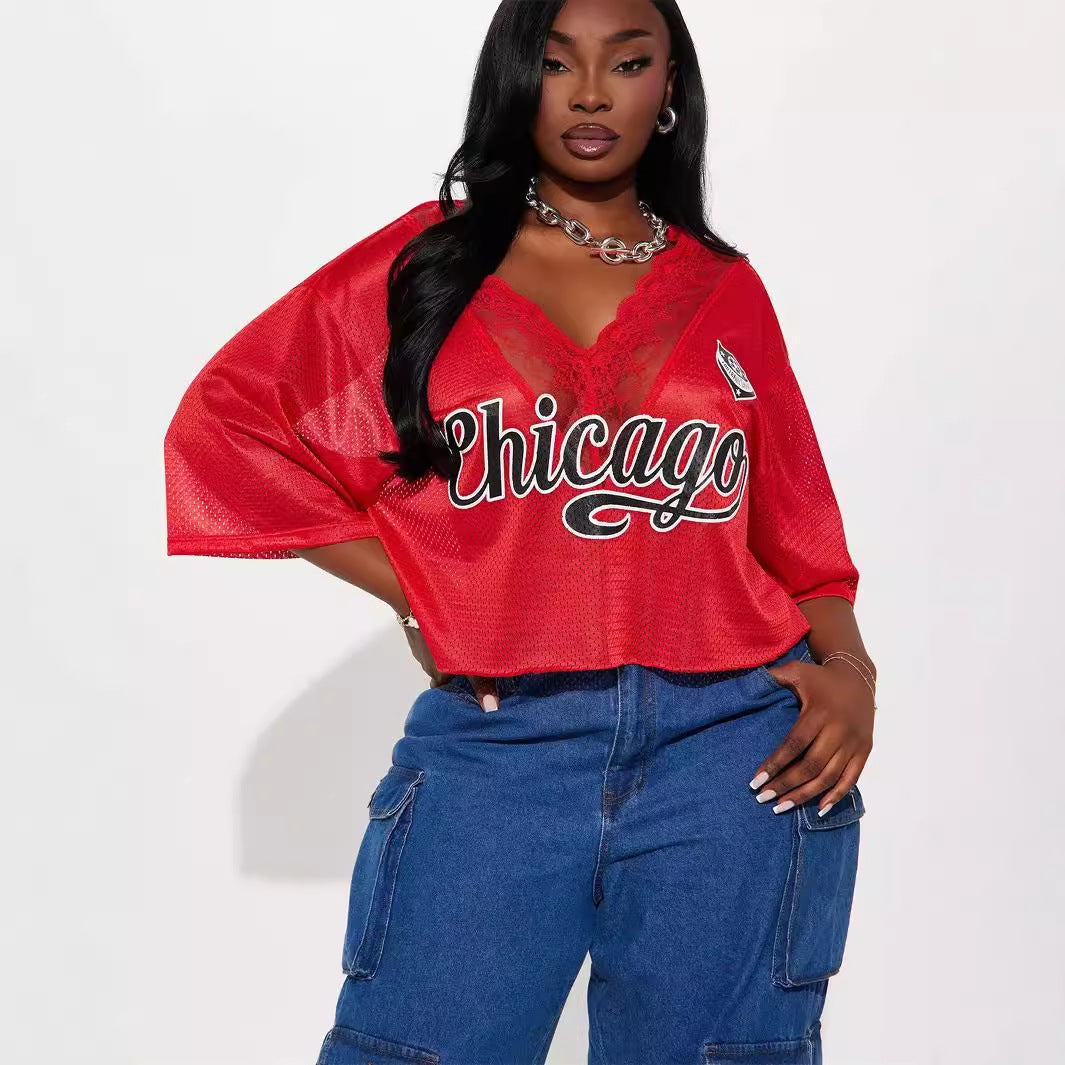 Dam T-shirt Kortärmad V-ringning Spandex-2