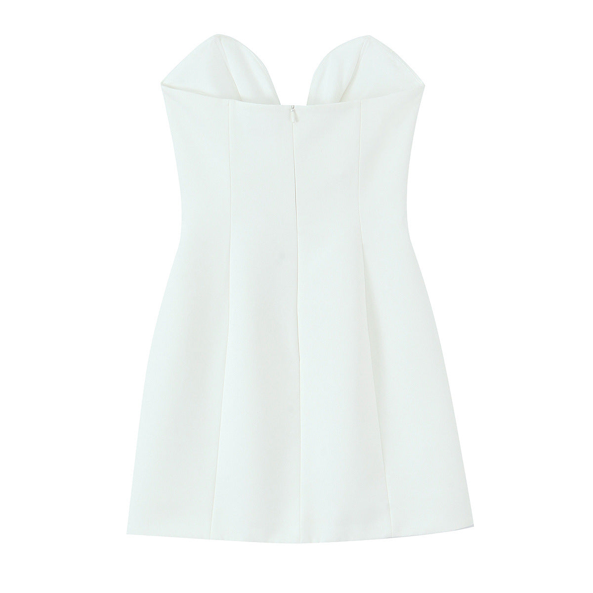 Damklänning A-Linje V-Hals Mini Monokromt Tyg-3