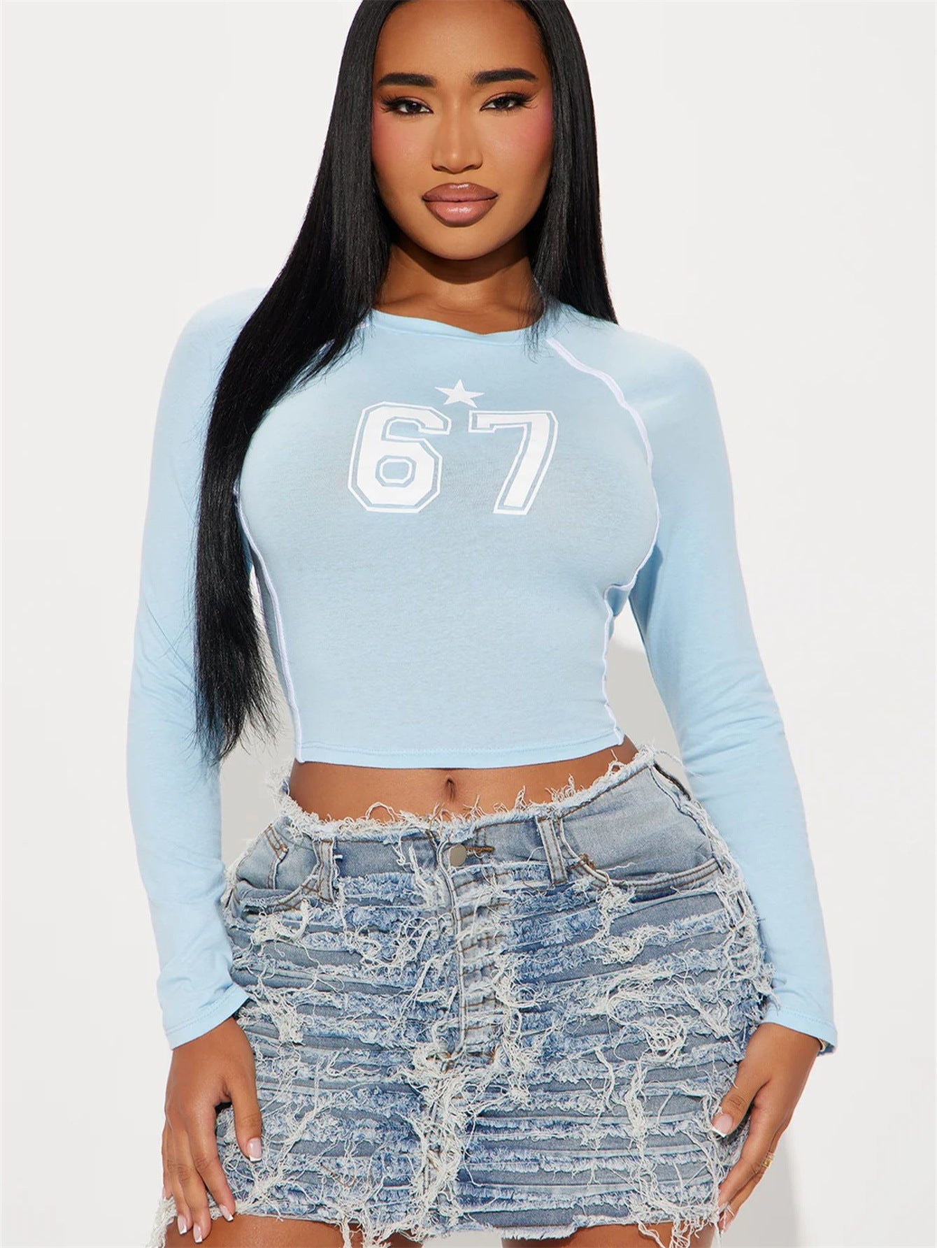 Variant image for Dam T-shirt Streetwear Crop Top Elastisk Spandex-1