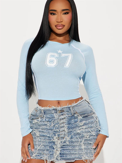 Variant image for Dam T-shirt Streetwear Crop Top Elastisk Spandex-1