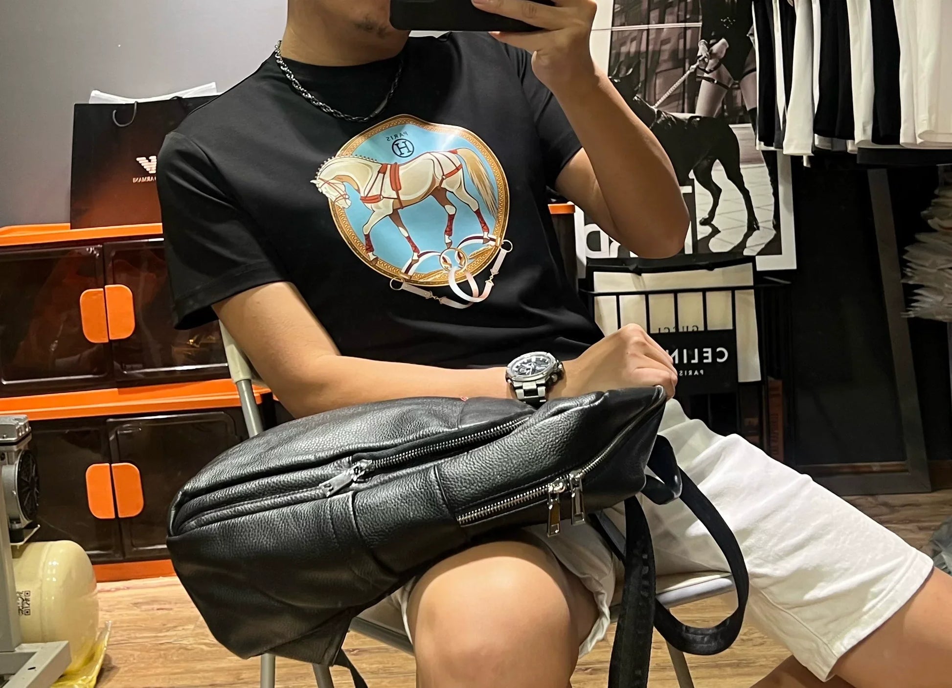 Herr T-shirt Djurmotiv 100% Bomull Kort Ärmar Rund Hals-1