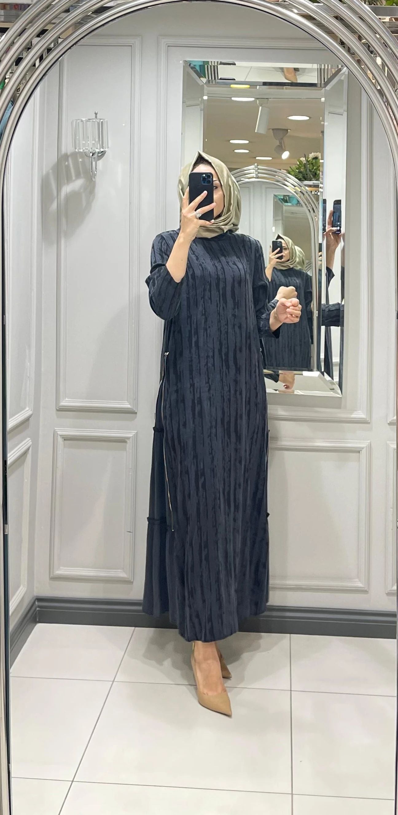 Variant image for Dam Långärmad Klänning A-Linje Mönstrad Polyester-13