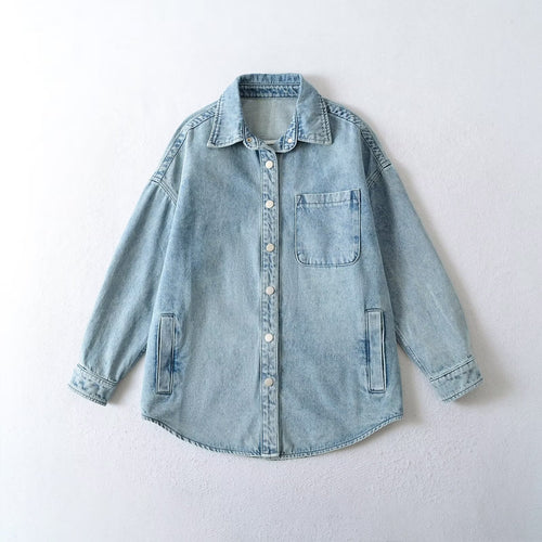 Överdimensionerad Denimjacka för Kvinnor – Högkvalitativ Denim med Fickor, Avslappnad Passform, Mångsidig Design 1