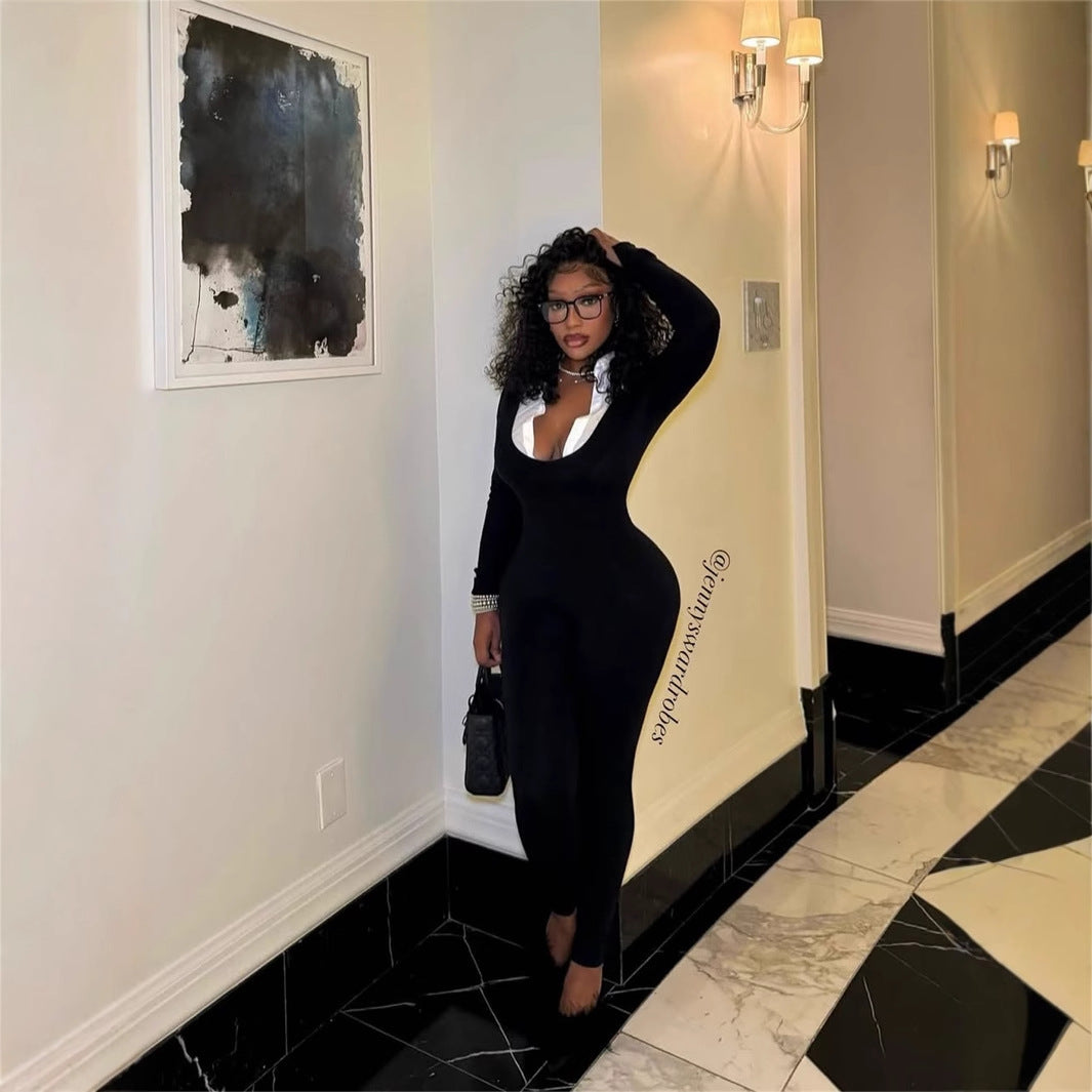 Dam Jumpsuit Långärmad Slim Fit Polyester-2