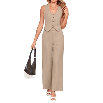 Damens Jumpsuit Blazer Design Mjuk Andningsbar Tyg Bred Ben 5