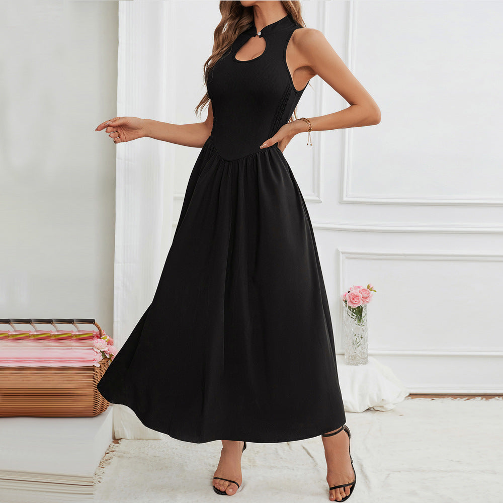 Dam A-linjeklänning Utan Ärmar Polyester för Sommar och Fest-3