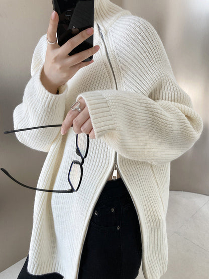 Stickad Dam Turtleneck Tröja Monokrom Akryl-4