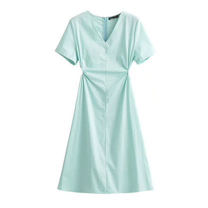 Variant image for Kvinnors Wrap-Klänning V-Hals Rüsch Detaljer Andningsbara Tyger-1