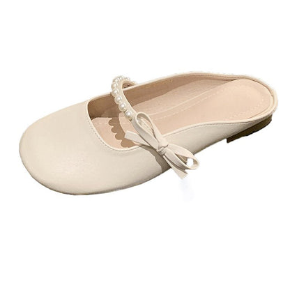 Kvinnor Pantoletter Slip-On Syntetiskt Läder med Prydnadspärlor 1