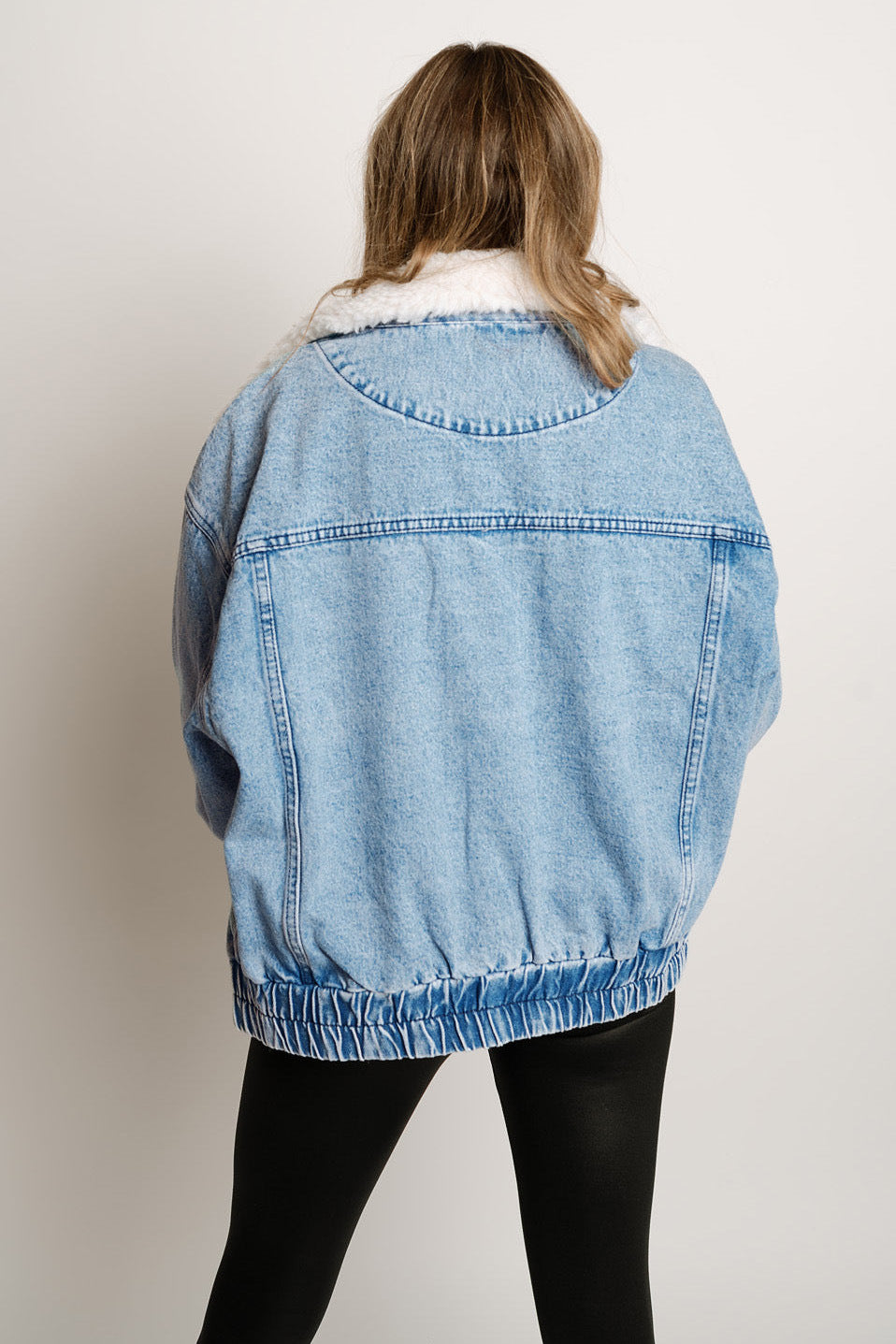 Kvinnors Denimjacka Modern Snitt Fleecekrage Denim 3