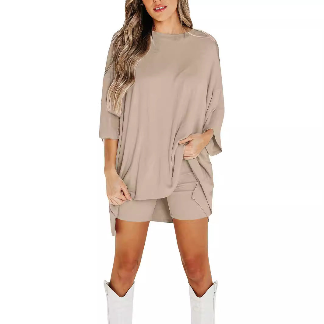 Dam T Shirt Monokrom Smal Passform Trekvartsärmar 100% Bomull-4