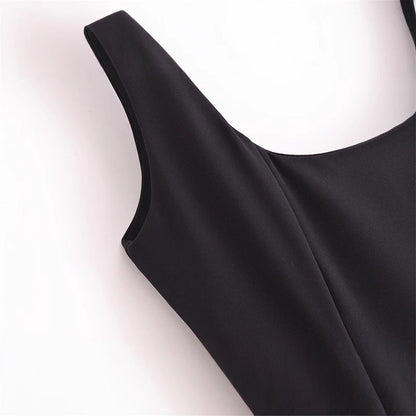 Damklänning Pennkjol Med Hängslen Polyester Ärmlös Chic Stil-5