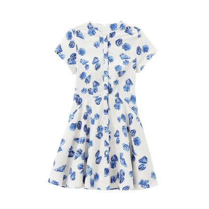 Fina Dam Klänningar A-linjeformad Kortärmad Blommönster Polyester-4